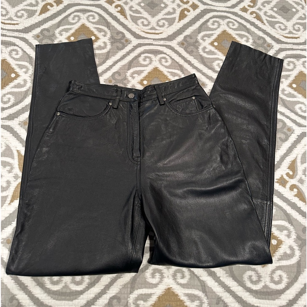 Harley-Davidson Black Leather Straight Leg Pants